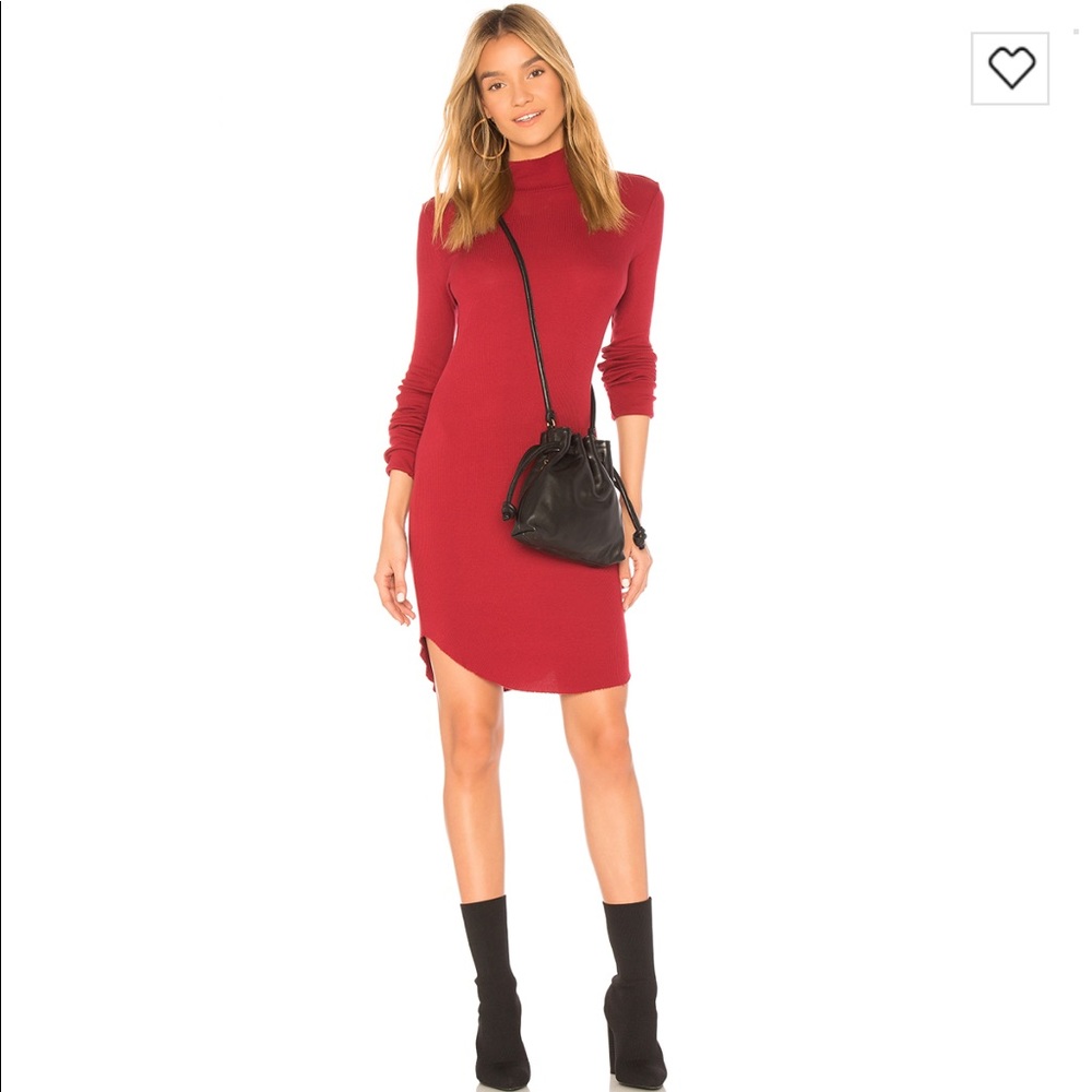 Cotton Citizen the Melbourne long sleeve turtleneck midi dress red